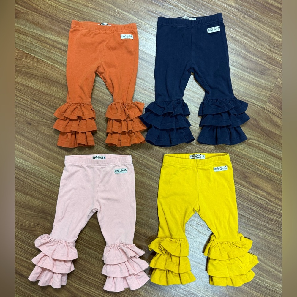 Ruffle Hem Leggings BUNDLE - Pink, Yellow, Burnt Orange, Navy
